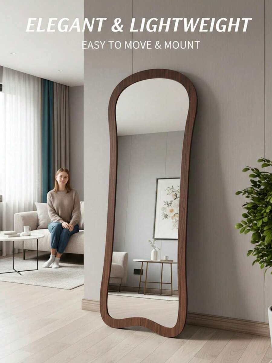 1 chiếc gương trang điểm toàn thân kiểu Pháp sang trọng, hình dạng bất thường, gương trang điểm phòng ngủ cổ điển. - Nâu Mocha (Kiểu A) - Xem 1