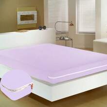 Double Mattress Cover, Polyester Fabric - Purple - View 1