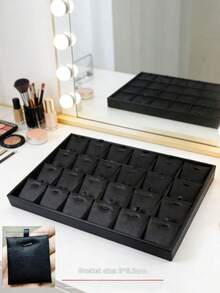 1pc 35x24x3cm Multi-Layer Jewelry Display Tray, Ring Storage Box, Necklace & Bracelet Holder, Photography Prop Display Stand, Black - Black - View 7