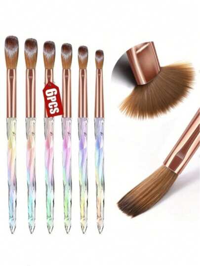 6支装亚克力美甲笔套装，尺寸分别为4/6/8/10/12/14，适用于亚克力美甲粉涂抹，渐变美甲笔，适用于美甲、亚克力粉和亚克力美甲套装，DIY美甲沙龙