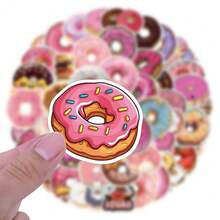 55 Pieces Of Donut Stickers Featuring Cartoon Designs, Suitable For Use On Water Bottles, Laptops, Mobile Phones, Scrapbooks, Diaries, Card Making, And DIY Handicrafts. - Multicolor - View 4