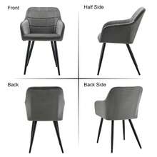 CLIPOP Dining Chairs, Set Of 2, Kitchen Chair With Velvet Cover, Living Room Chair, Upholstered Chair With Armrests And Metal Legs, Upholstered Armchair, Chair For Dining Room, Living Room, Kitchen - 灰色 - 查看 4