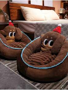 1pc Soft, Warm, Machine Washable, Non-Slip Pet Bed/Dog Bed, High-Quality, Easy To Clean, Practical Design To Solve Issues Of Unwillingness To Sleep And Hard, Unsuitable Material - Coffee Brown - View 3