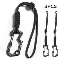 3pcs Multifunctional Anti-Lost Keychain Lanyard - With Wrist Strap Water Bottle Hook, Camping Hiking Cycling Outdoor Gear Accessories, Portable Water Bottle Clip, Suitable For Backpack Water Bottle Umbrella (Durable Braided Rope) - 軍綠色 - 查看 1