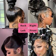 Water Wave Lace Front Wigs Blended Human Hair 13x4 Lace Front Wigs Pre Plucked With Baby Hair Wet And Wavy Brazilian Virgin Deep Curly Lace Frontal Wigs 200% Density - Natural & Black - View 6