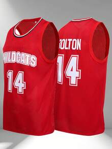 Men's Embroidered Basketball Jersey, Red Casual V-Neck Sleeveless T-Shirt, Party & Sports Wear