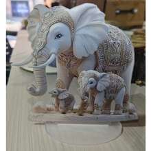 Elegant Bohemian-Style Elephant Family Acrylic Ornament (2D) - Decorative Desktop Statues Adorned With Gold And White Jewel Details, Suitable For Bedrooms, Living Rooms, Offices, And Outdoor Spaces | Ideal Easter Gift, Elephant Decorations - Multicolor - View 8