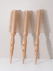 Professional Salon-Grade Wooden Round Hair Curling Brush, Combines Massage And Styling Functions, Suitable For Women's Home Or Travel Use. A Multi-Functional Brush That Combines "Curling + Styling + Massage" In One. - Multicolor - View 2