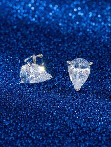 1pc 925 Sterling Silver Teardrop Cubic Zirconia Stud Earrings, Elegant & Timeless Jewelry For Young Women - LZE02 - View 7