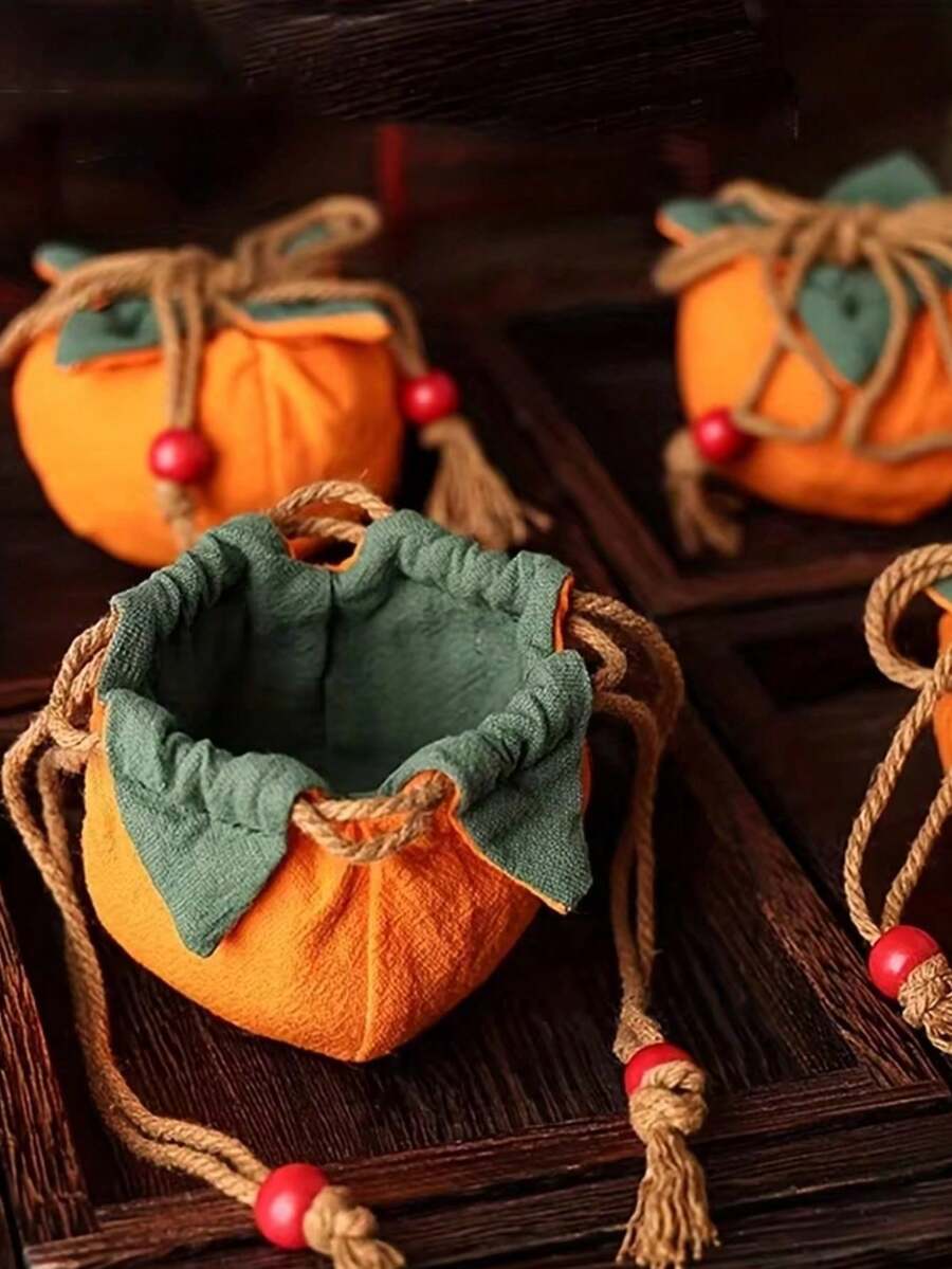 柿子香味香囊挂饰，可挂在后视镜上或用作汽车挂饰，束口袋，迷你钱包，零钱包 - 彩色 - 查看 1