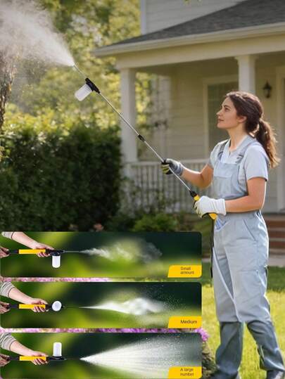 1 Piece, Portable High-Pressure Manual Spray With 2 Extension Rods - Adjustable Length, Garden Telescopic Powder Spray Spray, Durable High-Pressure Stainless Steel Nozzle, Can Be Used For Watering, Painting And Agricultural Spray, And Is Suitable For Vegetable Garden, Orchard, Garden, Pest Control, Pet Powder Spray