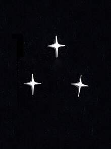 3pcs Metal Ultra-Thin Tooth Grills , , Hollow Thin Sheets Cross-Shaped Tooth Jewelry