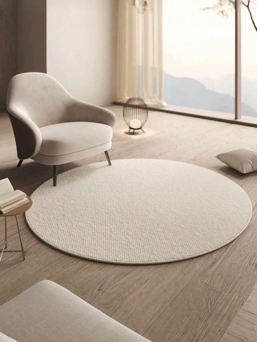 1pc Soft Cream-White Pineapple Plush Round Mat - Anti-Slip, Durable Polyester Floor Mat, Suitable For Bedroom Or Living Room Decor, Holiday Gift, Bedroom Carpet, Comfortable Home Accessory, Modern Round Pad, Decorative Rug, Bedroom Decor, Small Rug, Carpet, Home Decor, Living Room Rug, Living Room Small Rug - Multicolor - View 1