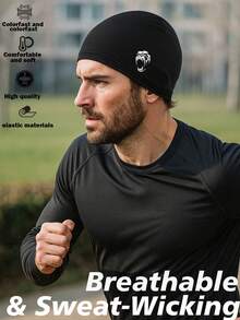 1pc Skull Wave Beanie - Loose Brimless Hat, Men's Knit Cap, Suitable For Summer Sports Like Running, Cycling, Fishing, Hiking, Baseball. Men's Running Knit Cap, Knit Cap, Winter Running Cap, Men's Headband, Knit Cap, Men, Hat, Women, Hat, Hat, Knit Cap, Running, Gift, Warm, Skull Cap, Sleep, Sleep Cap, Autumn Clothing - A - View 2