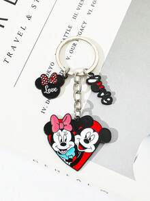 Disney 1pc Cute Cartoon Mickey & Minnie Zinc Alloy Keychain, Fashionable & Delicate Lovely Bow-Tie Mickey Bag Charm, Suitable For Daily Wear Or As A Gift - Multicolor - View 9