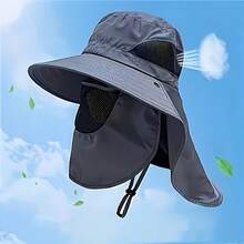 1pc Unisex Spring & Summer 360° UV Protection Bucket Hat - Integrated Neck Shield & Removable Face Cover, Breathable Wide Brim Outdoor Sun Hat For Fishing/Hiking/Cycling/Outdoor Activities, Fashionable All-Round Sun Protection Bucket Hat
