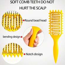 Cepillo definidor de rizos, Cepillo para cabello rizado 2024, Cepillo de pelo ventilado para desenredar, dar forma y definir rizos para mujeres y hombres con menos tirones (Amarillo) - ColorN - Ver 2