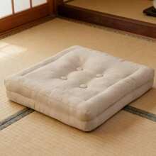 [Available In Two Sizes] Thick Bamboo-Linen Seat Cushion, 14 Versatile Colours, Ideal For Home, Camping, Bay Window, Office Or Prolonged Sitting. - màu vàng nhạt - Xem 2