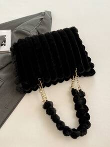 新款蓬松大容量单肩包，时尚大容量通勤包，秋冬季百搭女士腋下包 - 黑色 - 查看 10