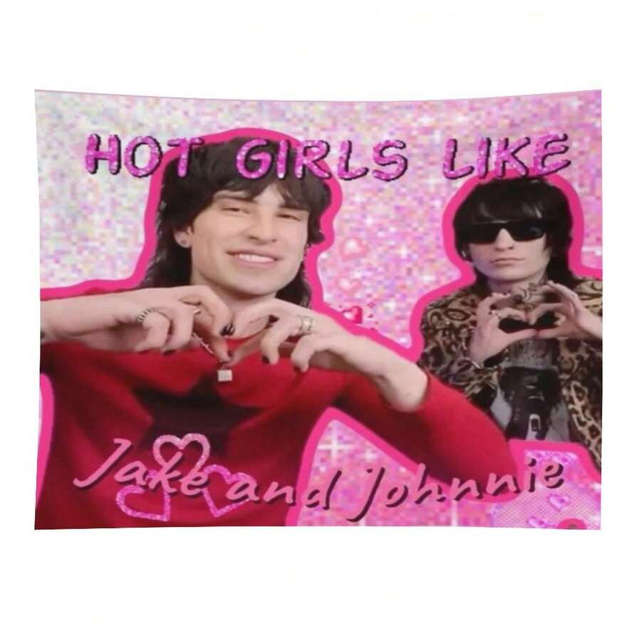 Fashion Blogger Tapestry Jake And Johnnie Poster Flag For Room Teen Girls Boys Indoor Outdoor Living Room Bedroom And College Dorm For Friends Gift - 粉色 - 查看 1