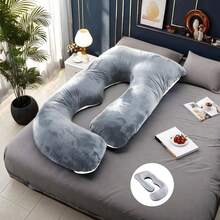 T-FOUR Almohada para el Embarazo,Almohada de Maternidad en Forma de U,Brinda Soporte para Todo el Cuerpo,Múltiples Formas de Uso,Mejor Compañero para Mujeres Embarazadas Descansen.(Gris) - Gris - Ver 1