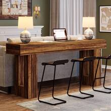 LITTLE TREE Mesa consola de 160 cm de alto en estilo rústico, mesa de centro rectangular de madera, ideal para entrada, pasillo y salón, estructura robusta, fácil montaje. - Marrón - Ver 3