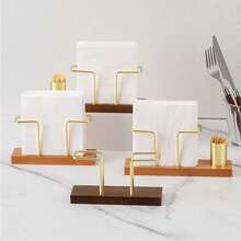 1pc Square Straight Edge Wooden Upright Napkin Holder, New Design For Restaurant, Cafe, Tabletop Tissue Dispenser - Multicolor - View 8