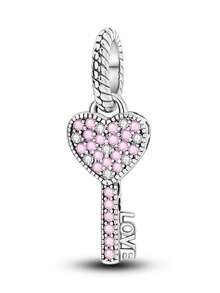 1 件粉色宝石心形锁，心形宝石向日葵 S925 纯银吊坠，适合手链/项链 DIY 礼物 - 彩色 - 查看 10