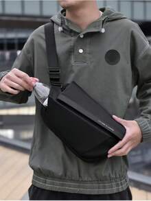 Men's Oblique Shoulder Bag, Functional Cycling Bag, Fashion Messenger Bag, Commuter One Shoulder Bag - Grey - View 12