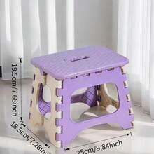 Thickened Plastic Portable Folding Stool With Handle - Lightweight And Sturdy Square Design, Compact Foldable Stool For Indoor/Outdoor Use, Durable And Easy-To-Clean Surface, Available In 4 Colors (Pink, White, Purple, Green) - Suitable For Home, Camping, Picnic - Ghế xếp màu tím - Xem 11