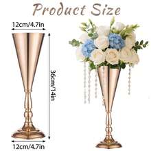 10 Pack Metal Tabletop Flower Stand Gold Vase With 2 Pack Gold Column Flower Stand Wedding Centrepieces Acrylic Panel Metal Floor Geometric Column Vases Tall Floor Vase For Centerpieces Geometric Flower Rack For Wedding Party Home Decorations Summer Birthday Gifts Beach Decor - 彩色 - 查看 3
