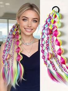 手工混色泡泡扭辫 - 女士度假风接发，适合所有发质 - 彩色 - 查看 9