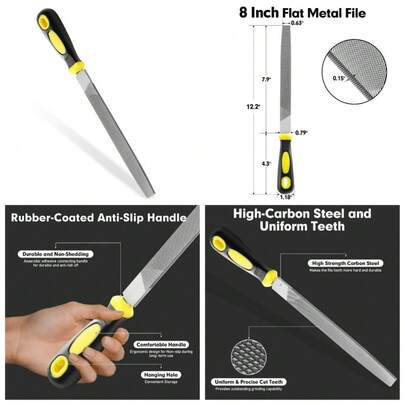 8 Inch Flat Hand Metal File Bastard Cut For Steel With Ergonomic Handle Durable High Carbon Steel File Tool For Metal Wood And Stone Trimming Shaping