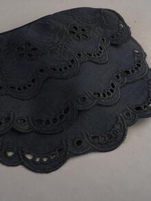 1 chiếc khăn choàng thời trang nữ màu trắng thêu họa tiết, cổ áo giả, xếp lớp bèo nhún, thích hợp sử dụng hàng ngày. - Đen-A - Xem 3