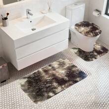 3 Pcs Mixed Color Bath Rugs Set, Bath Rug + Contour Mat + Toilet Seat Cover, Soft Microfiber Water Absorbent And Non-Slip Bathroom Rugs, Machine Washable, Easy To Dry - màu nâu - Xem 6