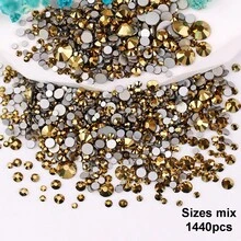 SS6 2MM-SS30 6.4MM, 7 Sizes, Non-Hot Fix, Adhesive Round Flat Bottom Glass Crystal Rhinestones, Multi-Color Crystal Gemstone Jewelry Beads DIY Glass Stone Diamond Design Accessories, Glitter Nail Art Stickers Decoration, Suitable For Phone Cases, Clothes, Bags, Shoes, Crafts - Multicolor - View 88