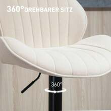 Set Of 2 Bar Stools, Fabric Upholstery, Adjustable Seat Height, Swivel, Steel Frame, Beige - Apricot - View 5
