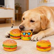 Realistic Hamburger Sound Toy, Cat Teaser Toy With Sound, Soft Elastic Squeaky Toy With Built-In Sound Device, Interactive Toss Toy, Small Dog Chew Toy For Teeth Cleaning And Boredom Relief - Multicolor - View 1