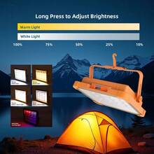 192 LED Solar Outdoor Wall Light, Extra Large Portable Camping Lamp - Built-In High Capacity Rechargeable Battery, 4 Lighting Modes LED Floodlight, Suitable For Camping, Emergency Power Outage, Car Repair, Garage And Outdoor Activities, Camping Gear - 橘色 - 查看 8