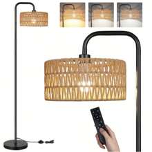 Farmhouse Floor Lamp, 68''Tall Lamp For Living Room With Remote 3 Color Temperatures Boho Standing Lamp With Rattan Shades For Bedroom Study Room Office Hotel, Bulb Include,Home Deocr Living Room,Mueble De Sala,Room Deocr,Bedroom Furniture - 美規A型插(110-127V) - 查看 4