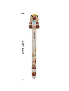 Two Erasable Gel Pens With Cute And Unique 0.5mm 3D Cartoon Nibs. Available In Three Designs (Astronaut, Capybara, And Panda), These Practical And Stress-Relieving Pens Are Perfect For Students, Handwriting Practice, And Everyday Writing. With Blue Ink, They Make A Fun And Helpful Learning Tool. - Blue - View 3