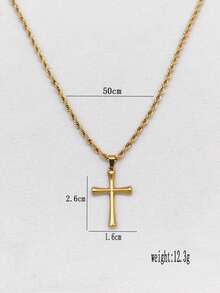 1pc Bestselling Men's Twist Chain Hip Hop Cross Pendant Necklace - Yellow Gold - View 11