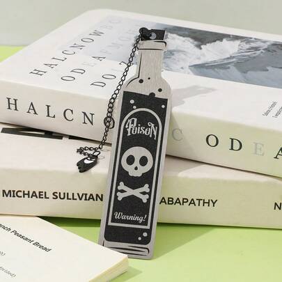 真实犯罪爱好者礼物书签 黑色幽默毒药瓶趣味书签 骷髅书签 幽默真实犯罪收藏品 有趣的真实犯罪。