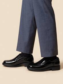 Boy's Dress Shoes Slip-On Loafer Wedding Shoes Versatile Lightweight Casual Flat Shoes For Children, Suitable For Everyday Wear In All Seasons - 黑色亮皮 - 查看 5
