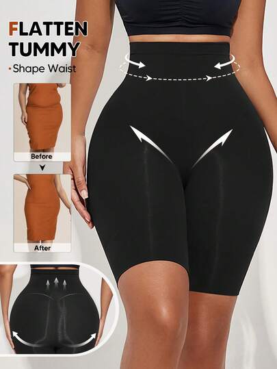 1pc Women's Mid-Thigh Shaping Shorts, Tummy Control, Butt Lifting, Body Shaper