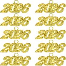 1/10-Piece Gold 2026 Graduation Commemorative Charms - Year Badge Decor For Cap Tassels & Gowns, Commemorative Ornaments For 2026 Graduates, Budget-Friendly Graduation Party Gifts & Souvenirs - Multicolor - View 8