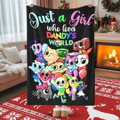 Just A Girl Who Loves Dandy's World Blanket Cartoon Design Soft Comfortable Multi Functional Cozy Throw Creative Gift For Home Decor Warm Sofa Blanket