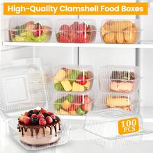 SHINDEL 100PCS Transparent Plastic Square Cake Containers With Lids, 5.4 X 4.8 X 2.8 Inch | Household Cake Box, Individual Cake Slice Boxes For Wedding, Party, Mother's Day, Father's Day Gift, Gift Box - White - View 3