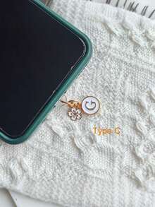 1pc Letter A/M & Flower Charm Phone Dust Plug For Type-C Interface Birthday Festival Gift - Multicolor - View 29