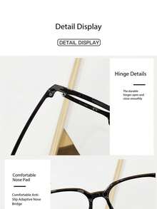 1pc Retro Black Frame Glasses, Flattering Unisex Minimalist Style Suitable For Everyday Use - Clear - View 4